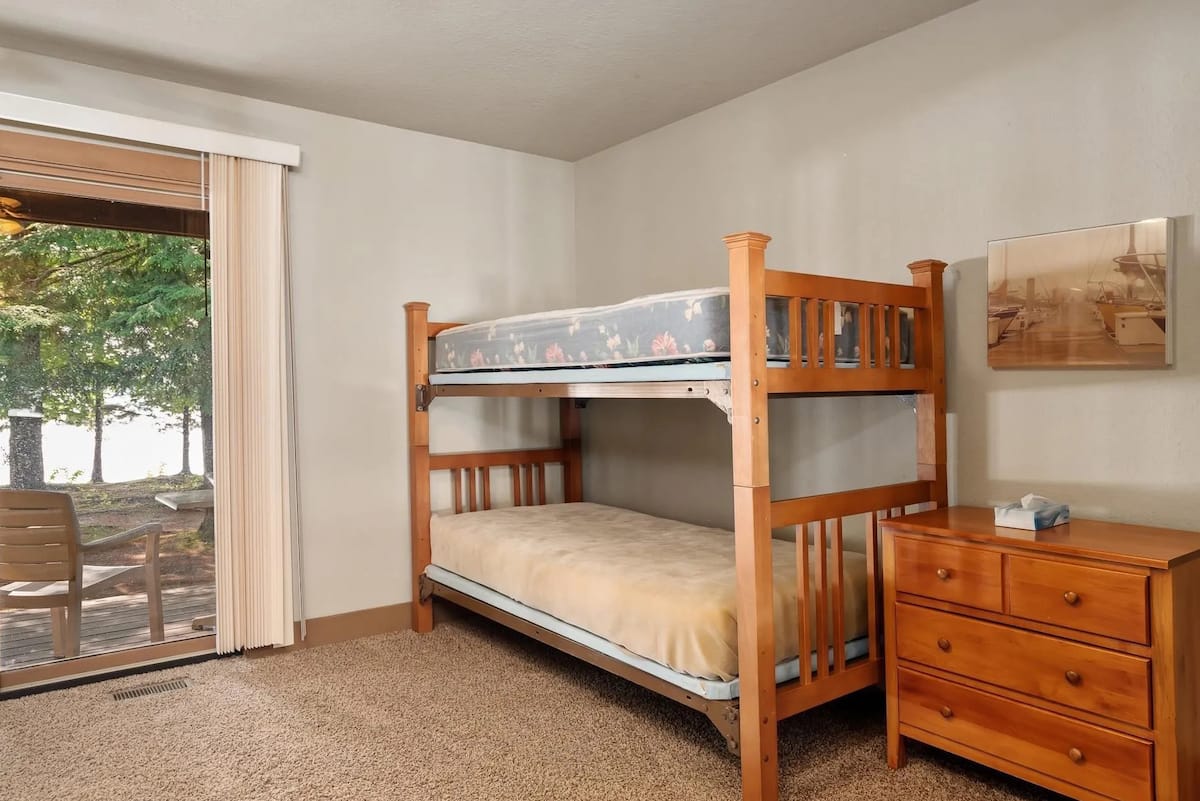 Wooden bunk bed and bedroom furniture